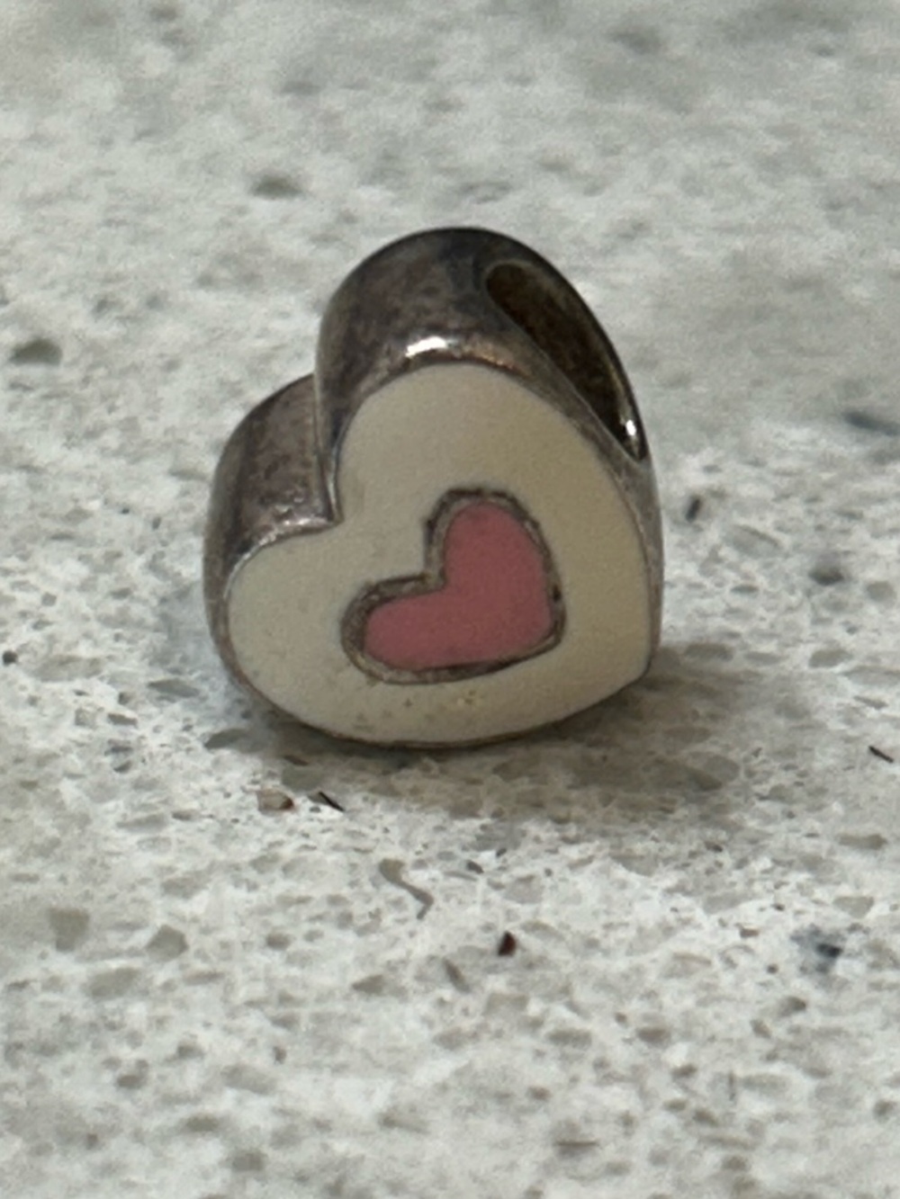 PERSONA Pink and White Enamel Heart Charm.